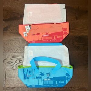 NWT Trader Joe's Electric Blue and Peach Mini Insulated Lunch Tote Bags